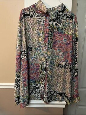 Jones New York Multicolor Floral Patchwork Shirt